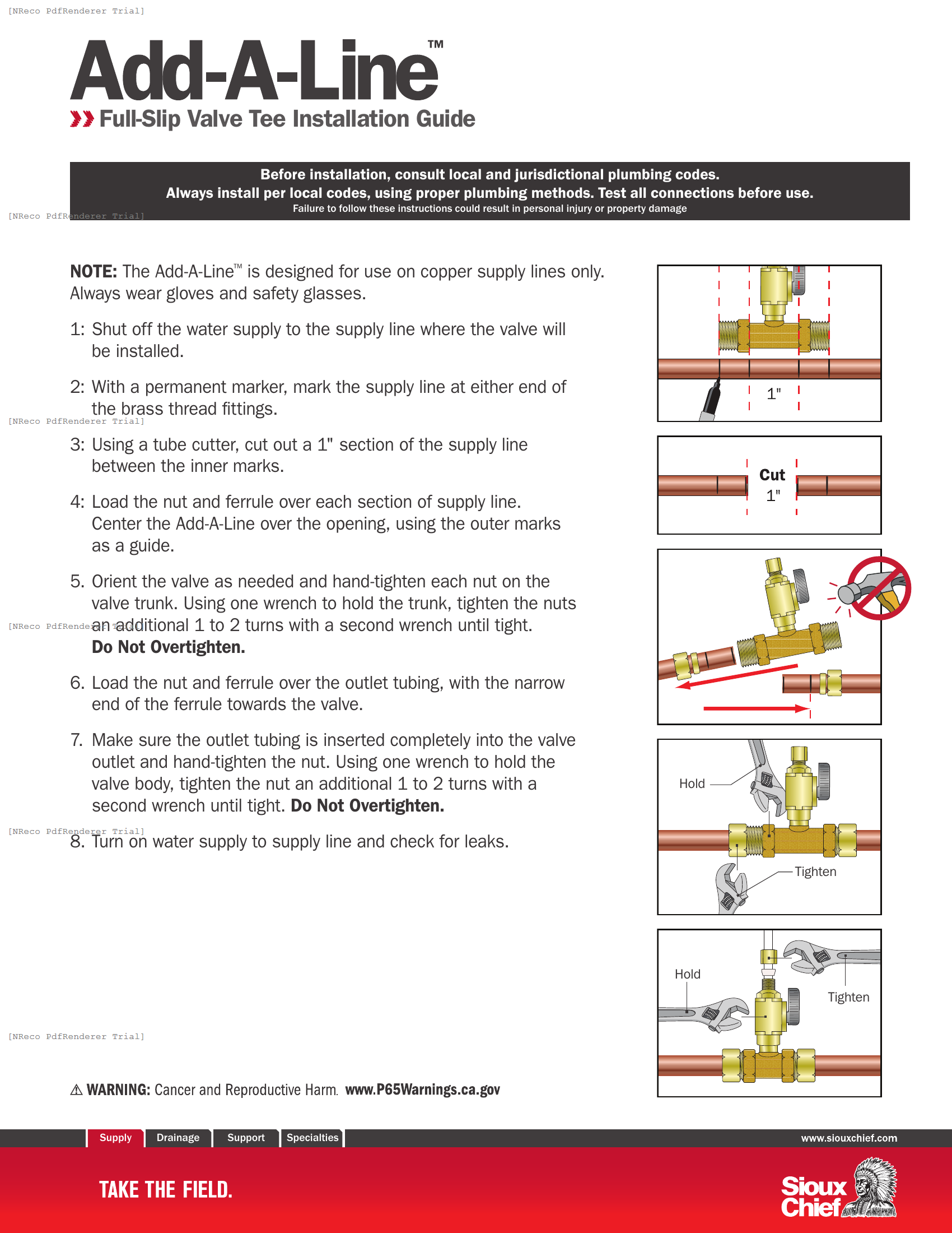 601 SERIES - ADD-A-LINE FULL SLIP VALVE TEE - INSTRUCTION SHEET.PDF Technical Document